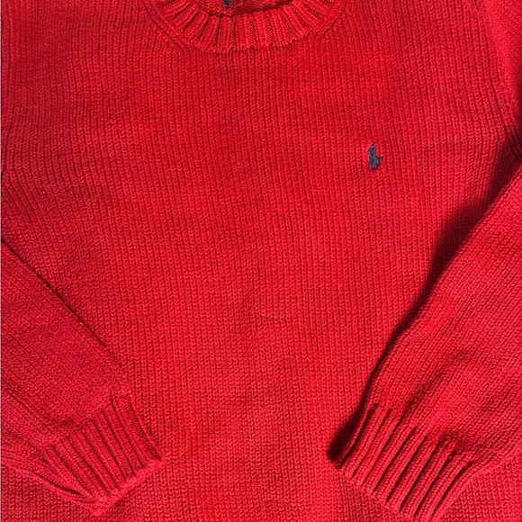 Polo Ralph Lauren Red Crewneck Cotton Knit Sweater 100% Cotton - Picture 6 of 9